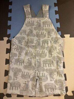 Unbranded Kids Gray Elephant Print Overalls